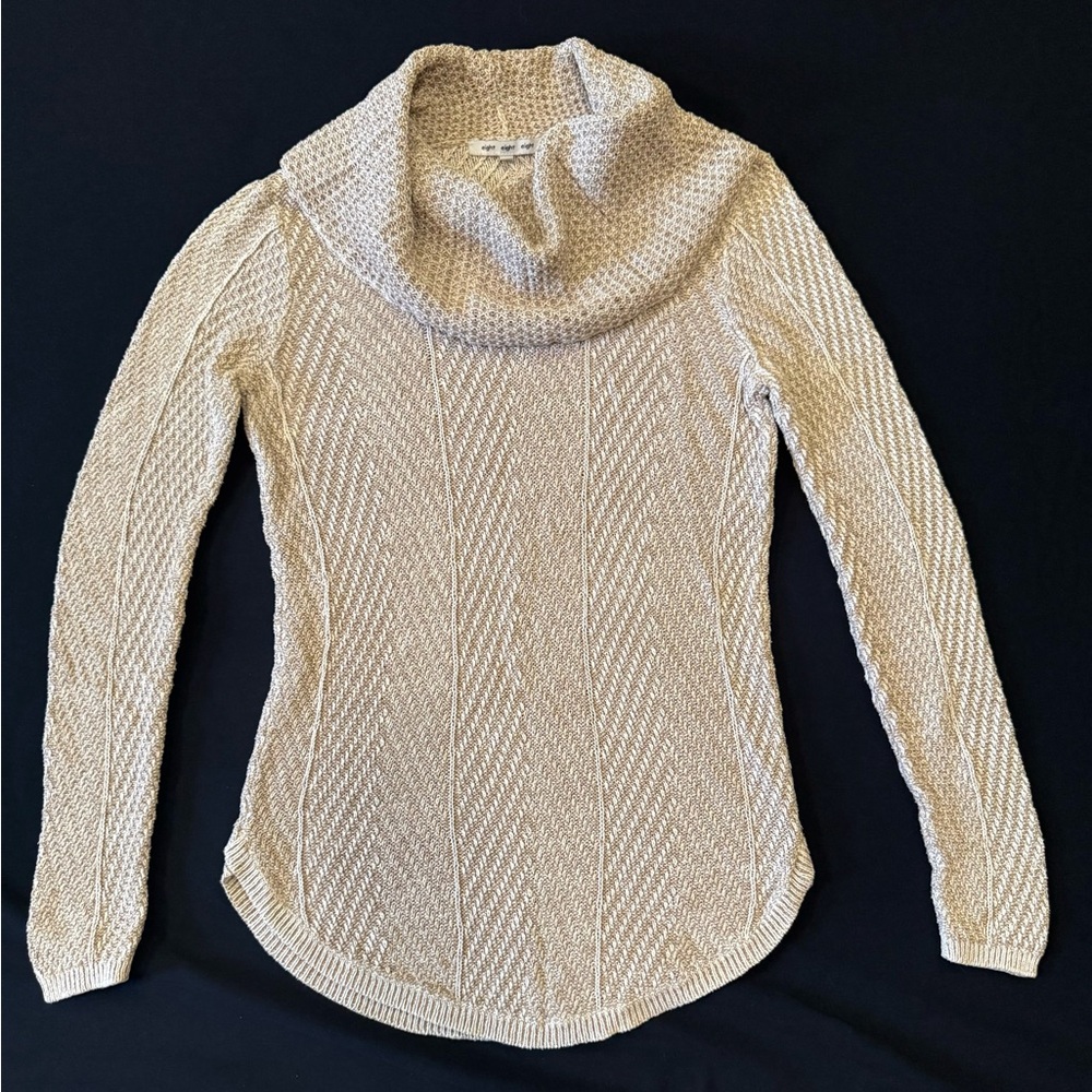 Eight Eight Eight Textured Cream Cowl Neck Sweater